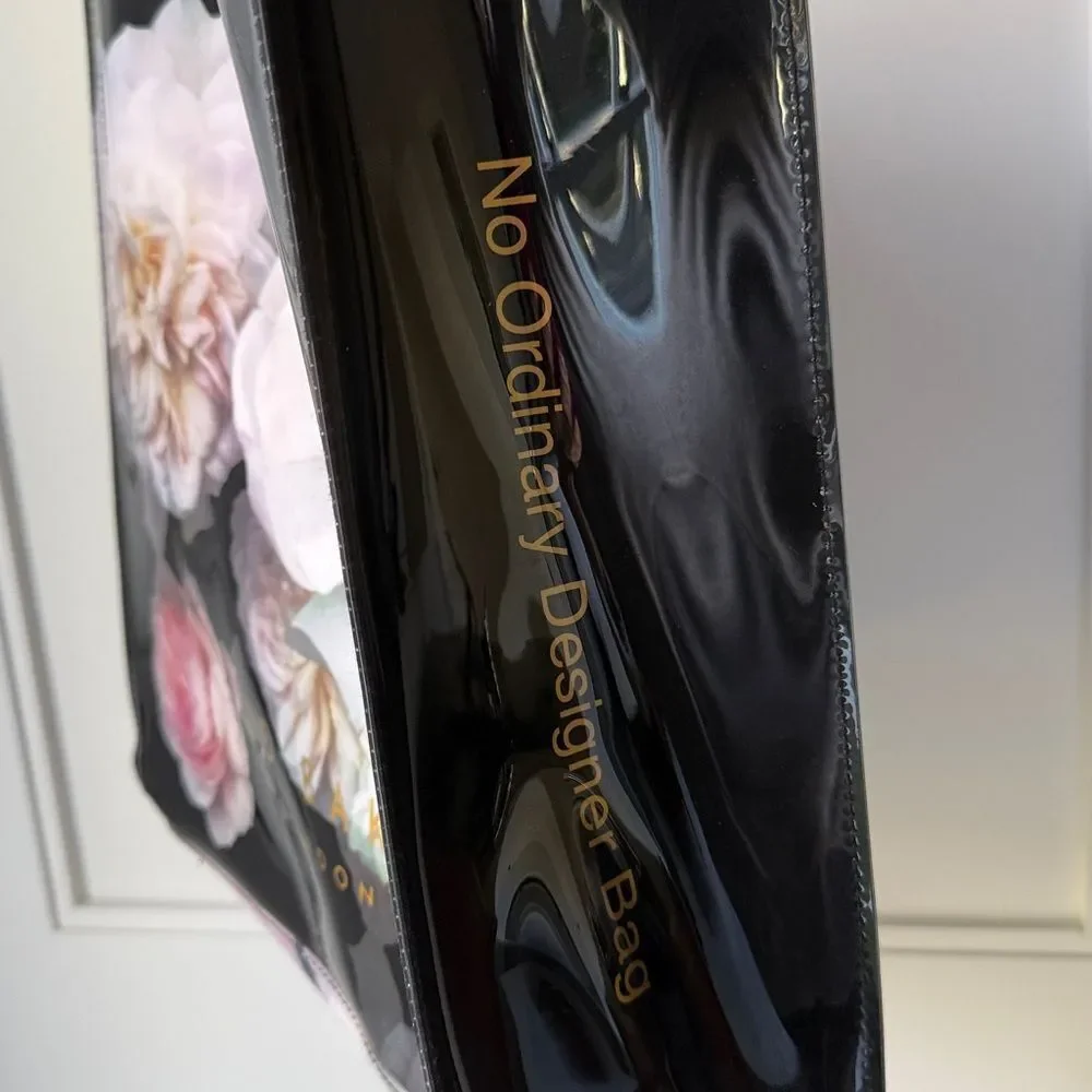 Ted Baker London Floral Coated Tote Medium Black Pink Bag